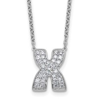 14K White Gold 0.50 Carat Lab Grown Diamond VS+ F+ Complete Letter X Initial Necklace, 18" view 1