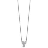 14K White Gold 0.50 Carat Lab Grown Diamond VS+ F+ Complete Letter Y Initial Necklace, 18" view 2