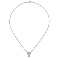 14K White Gold 0.50 Carat Lab Grown Diamond VS+ F+ Complete Letter Y Initial Necklace, 18" view 4