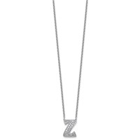 14K White Gold 0.38 Carat Lab Grown Diamond VS+ F+ Complete Letter Z Initial Necklace, 18" view 2