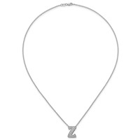 14K White Gold 0.38 Carat Lab Grown Diamond VS+ F+ Complete Letter Z Initial Necklace, 18" view 4