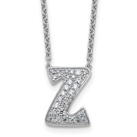 14K White Gold 0.38 Carat Lab Grown Diamond VS+ F+ Complete Letter Z Initial Necklace, 18" view 1