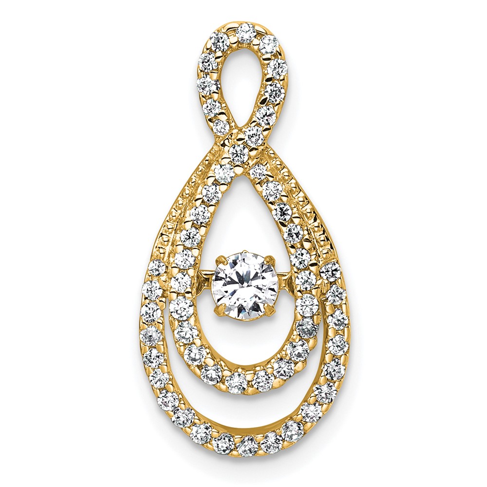 14K Yellow Gold 0.50 Carat Lab Grown Diamond VS+ F+ Complete Teardrop Pendant