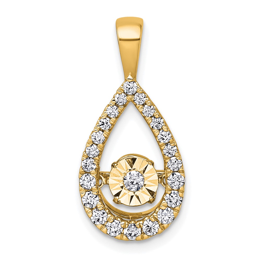 14K Yellow Gold 0.50 Carat Lab Grown Diamond VS+ F+ Complete Teardrop Pendant