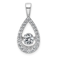 14K White Gold 0.88 Carat Lab Grown Diamond VS+ F+ Complete Teardrop Pendant view 1
