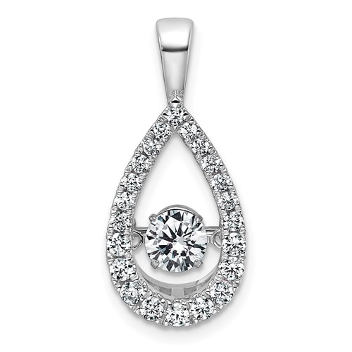 14K White Gold 0.88 Carat Lab Grown Diamond VS+ F+ Complete Teardrop Pendant