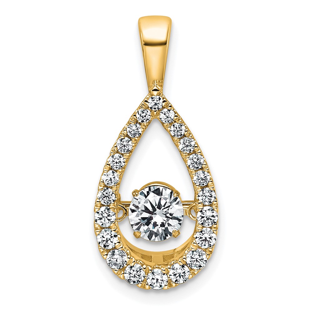 14K Yellow Gold 0.88 Carat Lab Grown Diamond VS+ F+ Complete Teardrop Pendant