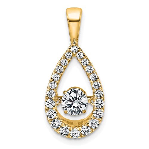 14K Yellow Gold 0.88 Carat Lab Grown Diamond VS+ F+ Complete Teardrop Pendant