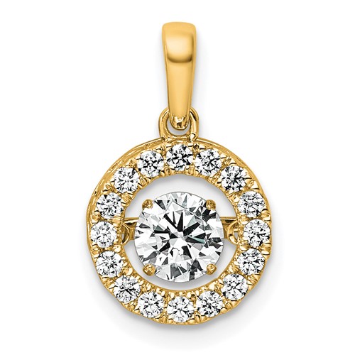 14K Yellow Gold 0.75 Carat Lab Grown Diamond VS+ F+ Complete Vibrant Circle Pendant