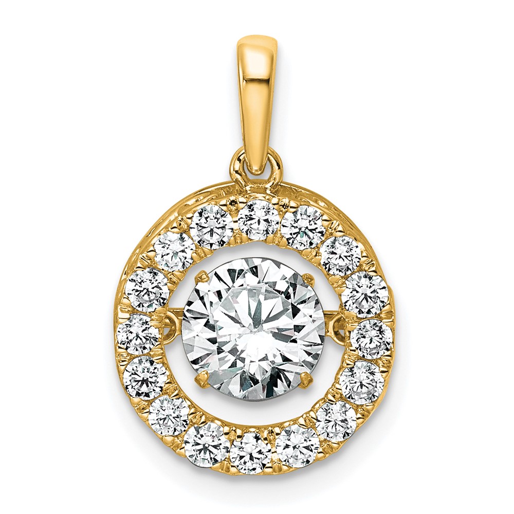 14K Yellow Gold 1.50 Carat Lab Grown Diamond VS+ F+ Complete Vibrant Circle Pendant