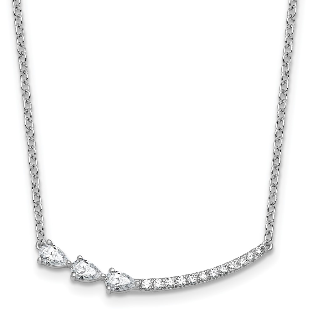 14K White Gold 0.75 Carat Lab Grown Daimond VS+ F+ Complete Fashion Bar Necklace, 18"