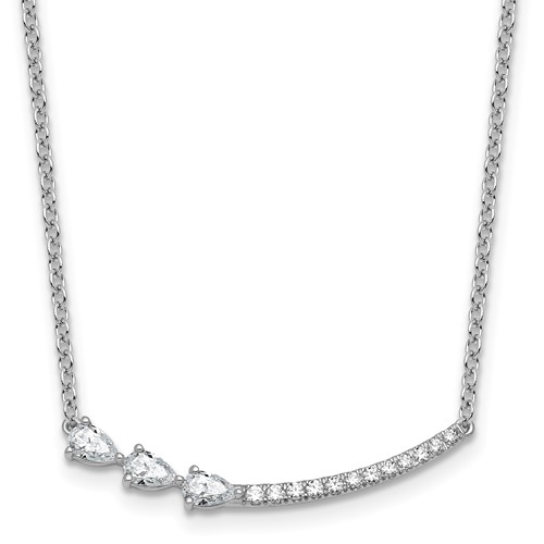 14K White Gold 0.75 Carat Lab Grown Daimond VS+ F+ Complete Fashion Bar Necklace, 18"