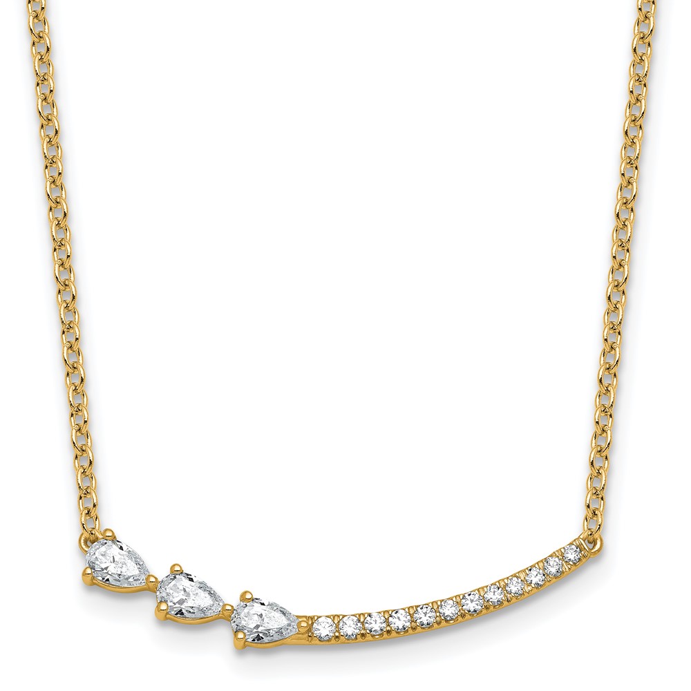 14K Yellow Gold 0.75 Carat Lab Grown Diamond VS+ F+ Complete Fashion Bar Necklace, 18"