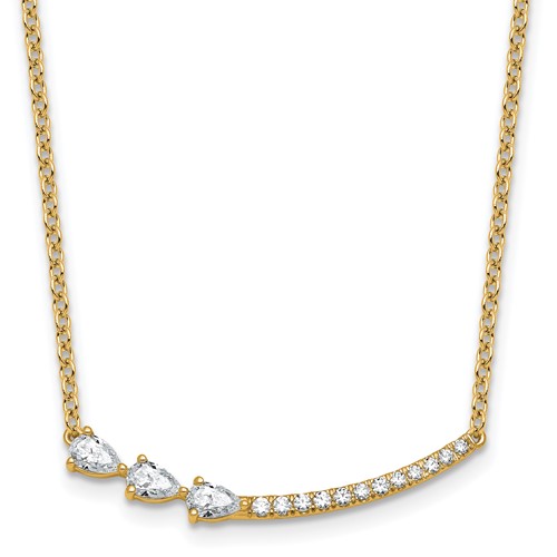 14K Yellow Gold 0.75 Carat Lab Grown Diamond VS+ F+ Complete Fashion Bar Necklace, 18"