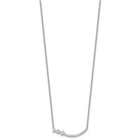 14K White Gold 0.38 Carat Lab Grown Diamond VS+ F+ Complete Fashion Hearts Bar Necklace, 18" view 2