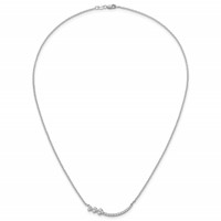 14K White Gold 0.38 Carat Lab Grown Diamond VS+ F+ Complete Fashion Hearts Bar Necklace, 18" view 4