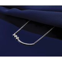 14K White Gold 0.38 Carat Lab Grown Diamond VS+ F+ Complete Fashion Hearts Bar Necklace, 18" view 5