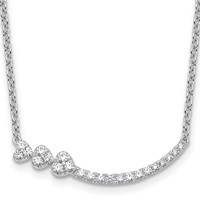 14K White Gold 0.38 Carat Lab Grown Diamond VS+ F+ Complete Fashion Hearts Bar Necklace, 18" view 1