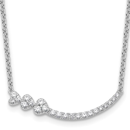 14K White Gold 0.38 Carat Lab Grown Diamond VS+ F+ Complete Fashion Hearts Bar Necklace, 18"