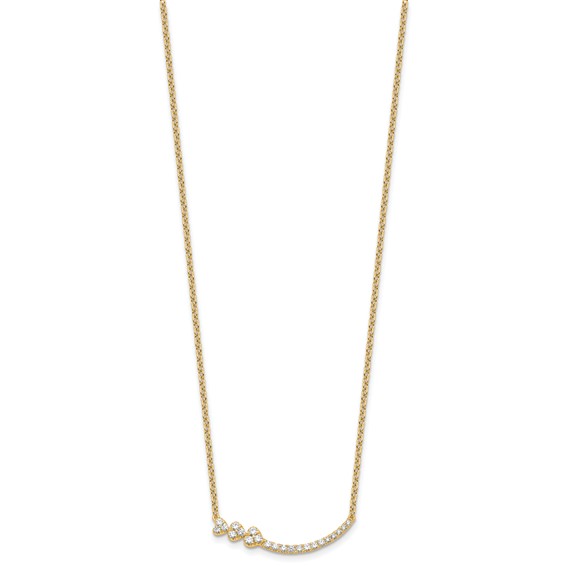 Gold Diamond Bar/Heart Necklace