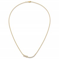 14K Yellow Gold 0.38 Carat Lab Grown Diamond VS+ F+ Complete Fashion Hearts Bar Necklace, 18" view 4