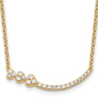 14K Yellow Gold 0.38 Carat Lab Grown Diamond VS+ F+ Complete Fashion Hearts Bar Necklace, 18" view 1