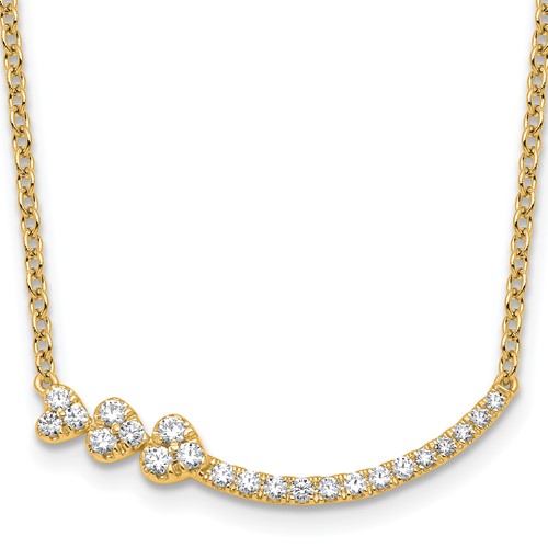 14K Yellow Gold 0.38 Carat Lab Grown Diamond VS+ F+ Complete Fashion Hearts Bar Necklace, 18"