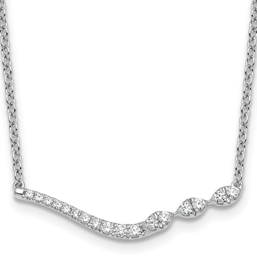 14K White Gold 0.33 Carat Lab Grown Diamond VS+ F+ Complete Fashion Bar Necklace, 18"