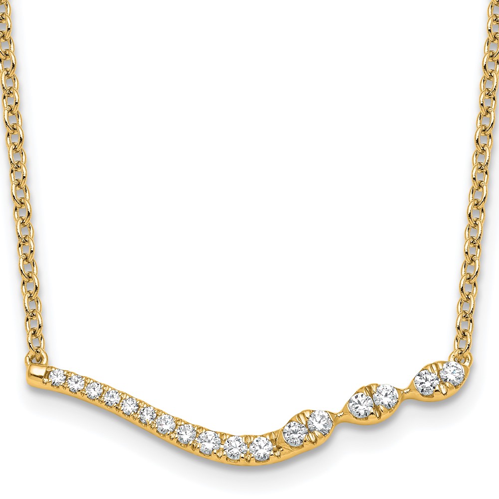 14K Yellow Gold 0.33 Carat Lab Grown Diamond VS+ F+ Complete Fashion Bar Necklace, 18"