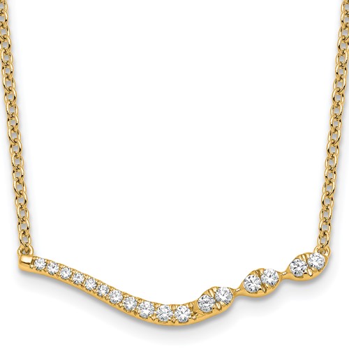 14K Yellow Gold 0.33 Carat Lab Grown Diamond VS+ F+ Complete Fashion Bar Necklace, 18"