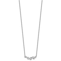 14K White Gold 0.38 Carat Lab Grown Diamond VS+ F+ Round Complete Pear-Link Bar Necklace, 18" view 2