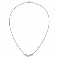 14K White Gold 0.38 Carat Lab Grown Diamond VS+ F+ Round Complete Pear-Link Bar Necklace, 18" view 4
