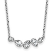 14K White Gold 0.38 Carat Lab Grown Diamond VS+ F+ Round Complete Pear-Link Bar Necklace, 18" view 1