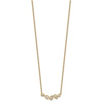14K Yellow Gold 0.38 Carat Lab Grown Diamond VS+ F+ Round Complete Pear-Link Bar Necklace, 18" view 2