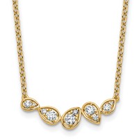 14K Yellow Gold 0.38 Carat Lab Grown Diamond VS+ F+ Round Complete Pear-Link Bar Necklace, 18" view 1