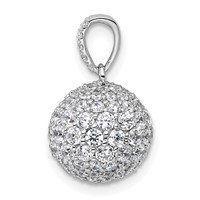 14K White Gold 2.12 Carat Lab Grown Diamond VS+ F+ Complete Sphere Pendant view 2