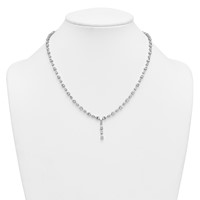 14K White Gold 10.33 Carat Lab Grown Diamond VS+ F+ Complete Fashion Tennis Necklace, 18" view 3