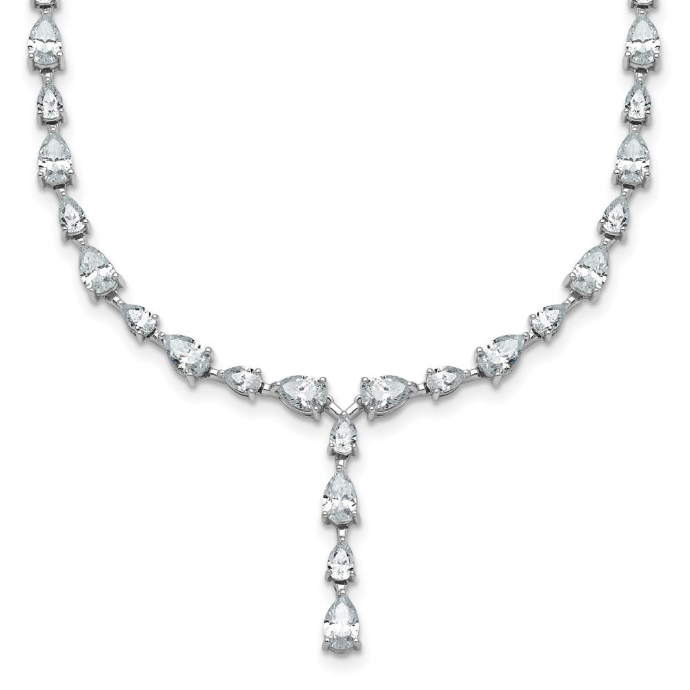 14K White Gold 10.33 Carat Lab Grown Diamond VS+ F+ Complete Fashion Tennis Necklace, 18"