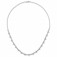 14K White Gold 4 Carat Lab Grown Diamond VS+ F+ Complete Fashion Tennis Necklace, 18" view 4