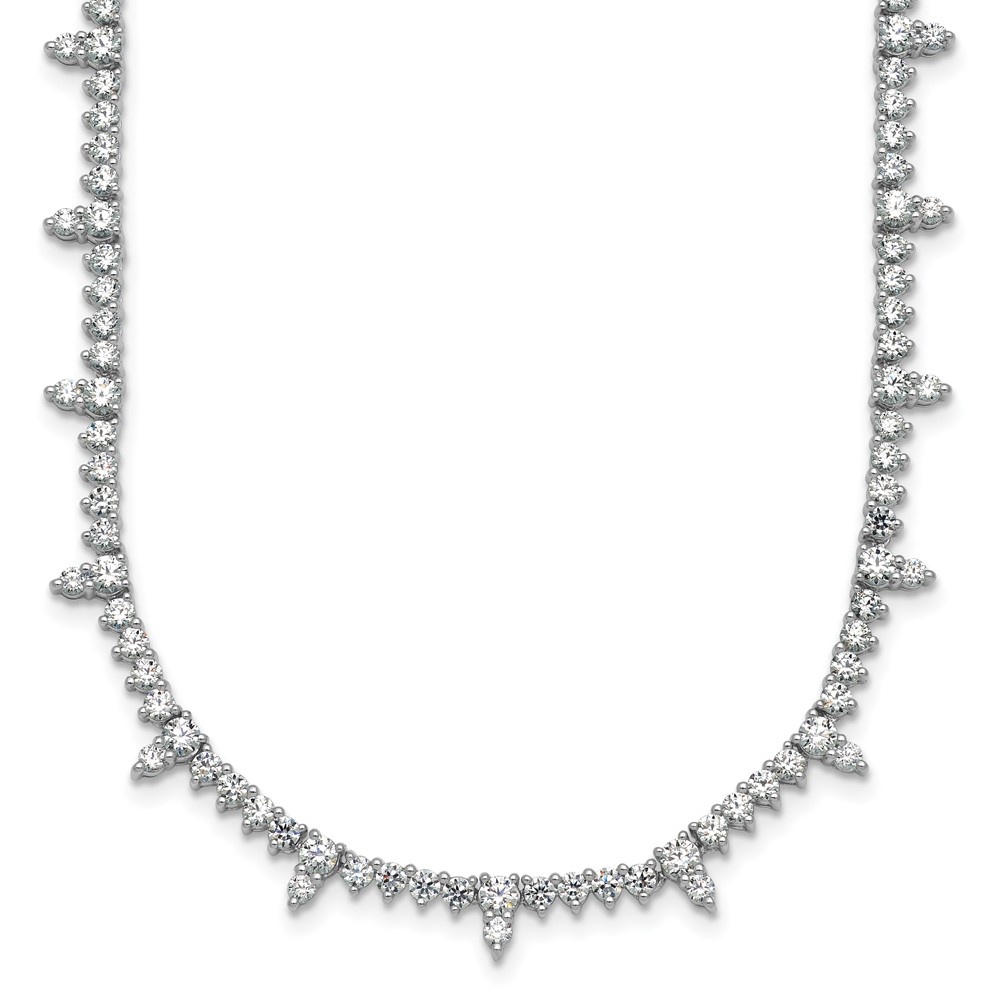 14K White Gold 4 Carat Lab Grown Diamond VS+ F+ Complete Fashion Tennis Necklace, 18"