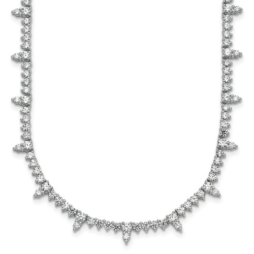 14K White Gold 4 Carat Lab Grown Diamond VS+ F+ Complete Fashion Tennis Necklace, 18"