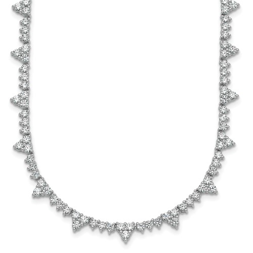 14K White Gold 4 Carat Lab Grown Diamond VS+ F+ Complete Fashion Tennis Necklace, 18"