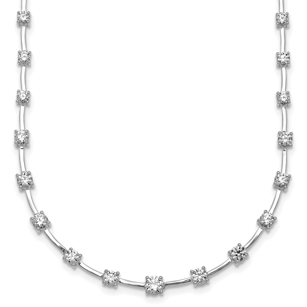 14K White Gold 2 Carat Lab Grown Diamond VS+ F+ Complete Fashion Tennis Necklace, 18"