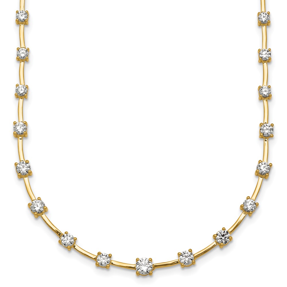 14K Yellow Gold 2 Carat Lab Grown Diamond VS+ F+ Complete Fashion Tennis Necklace, 18"