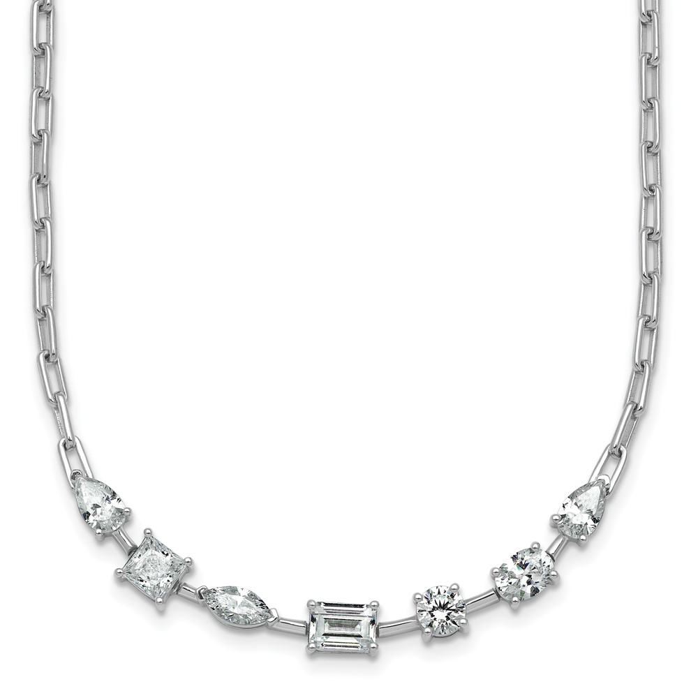 14K White Gold 2.12 Carat Lab Grown Diamond VS+ F+ Complete Necklace with 0.50in Ext. Fashion Tennis, 17.5"
