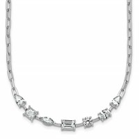 14K White Gold 2.12 Carat Lab Grown Diamond VS+ F+ Complete Necklace with 0.50in Ext. Fashion Tennis, 17.5" view 1