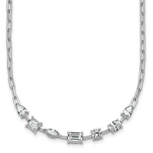 14K White Gold 2.12 Carat Lab Grown Diamond VS+ F+ Complete Necklace with 0.50in Ext. Fashion Tennis, 17.5"