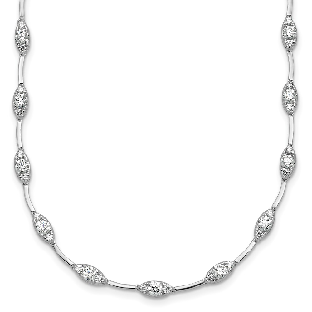14K White Gold 2 Carat Lab Grown Diamond VS+ F+ Complete Fashion Tennis Necklace, 18"