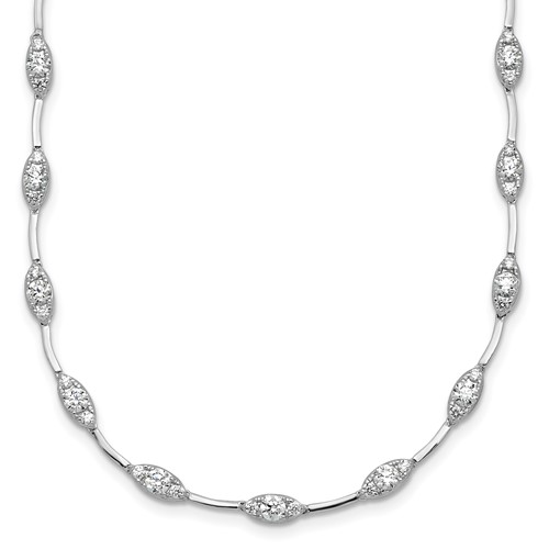 14K White Gold 2 Carat Lab Grown Diamond VS+ F+ Complete Fashion Tennis Necklace, 18"