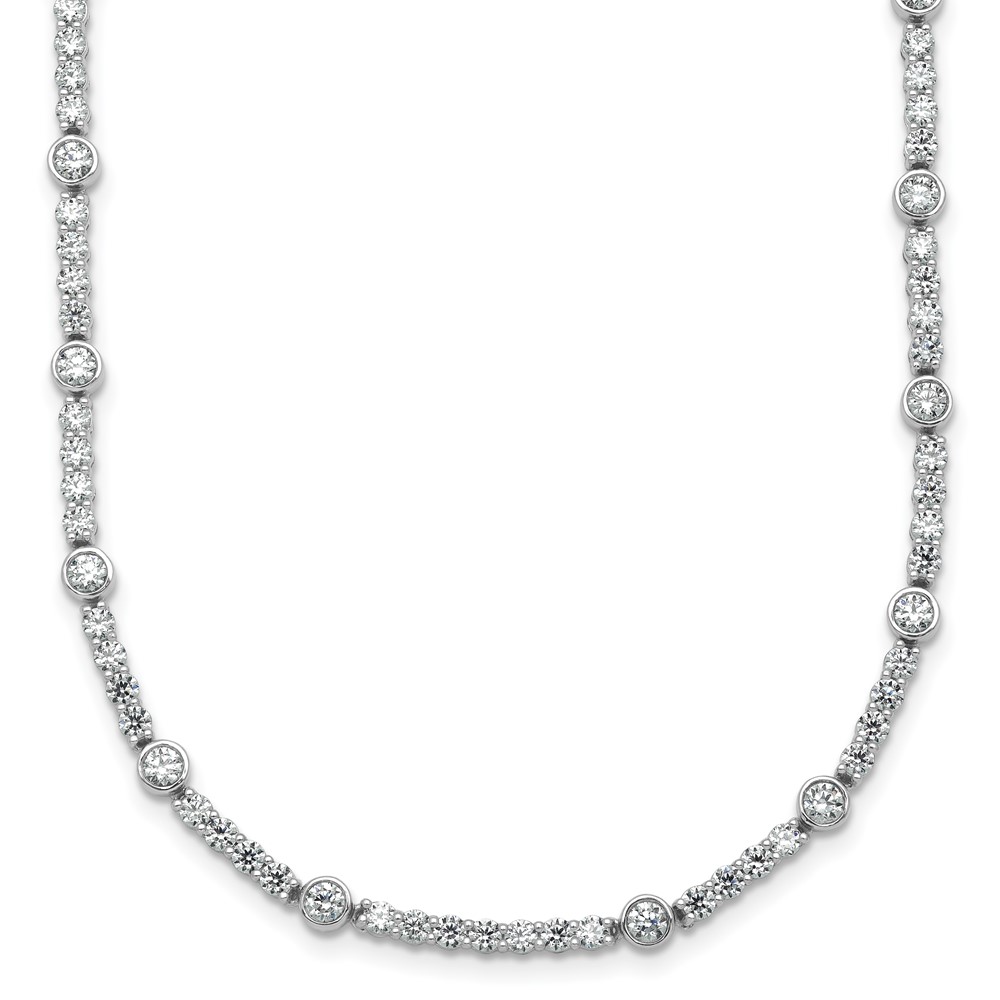 14K White Gold 3.50 Carat Lab Grown Diamond VS+ F+ Complete Fashion Tennis Necklace, 18"